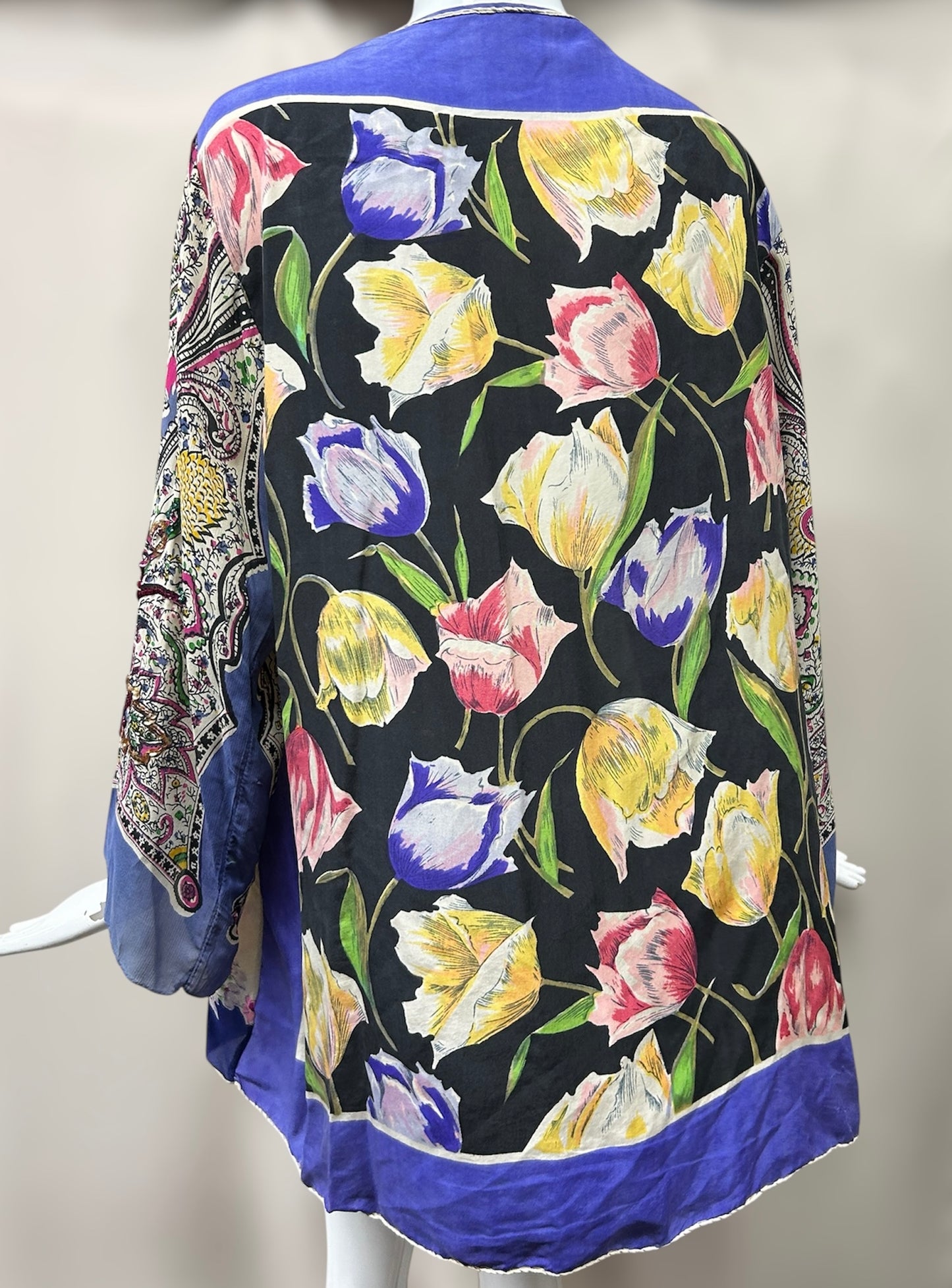 1970s Kimono-Style Top Made from 1940s Silk Scarves