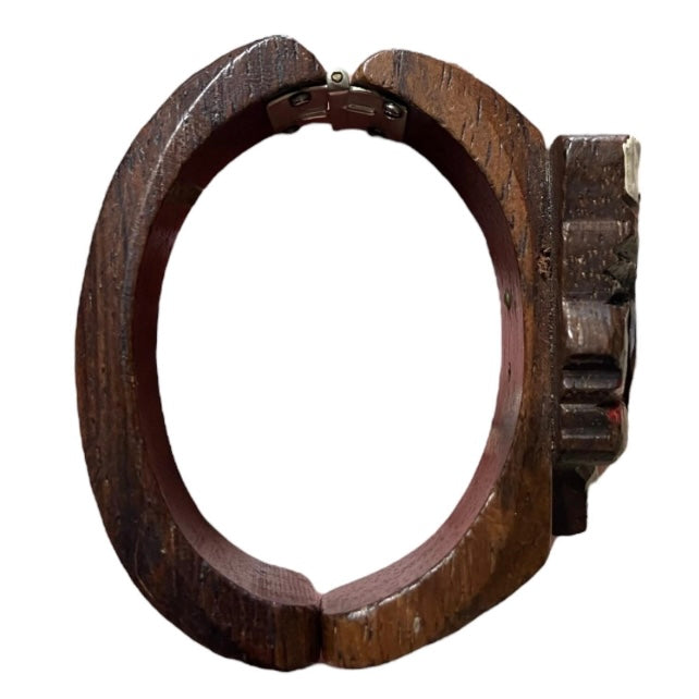 RARE WWII Era Wooden Clamp Bracelet with Carved Sailor’s Face