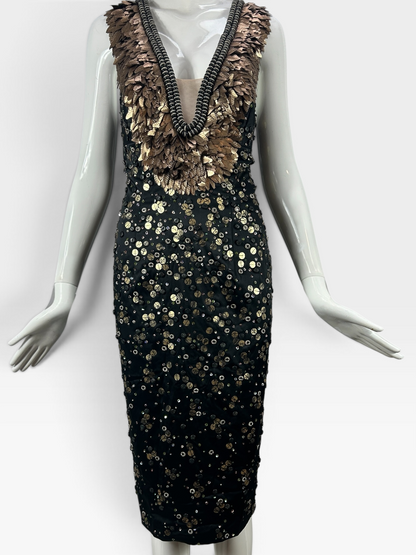 Black with gold sequins Mandalay dress size 10
