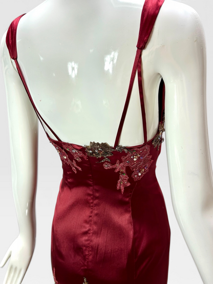 Ruby red satin stretch Mandalay dress size 6