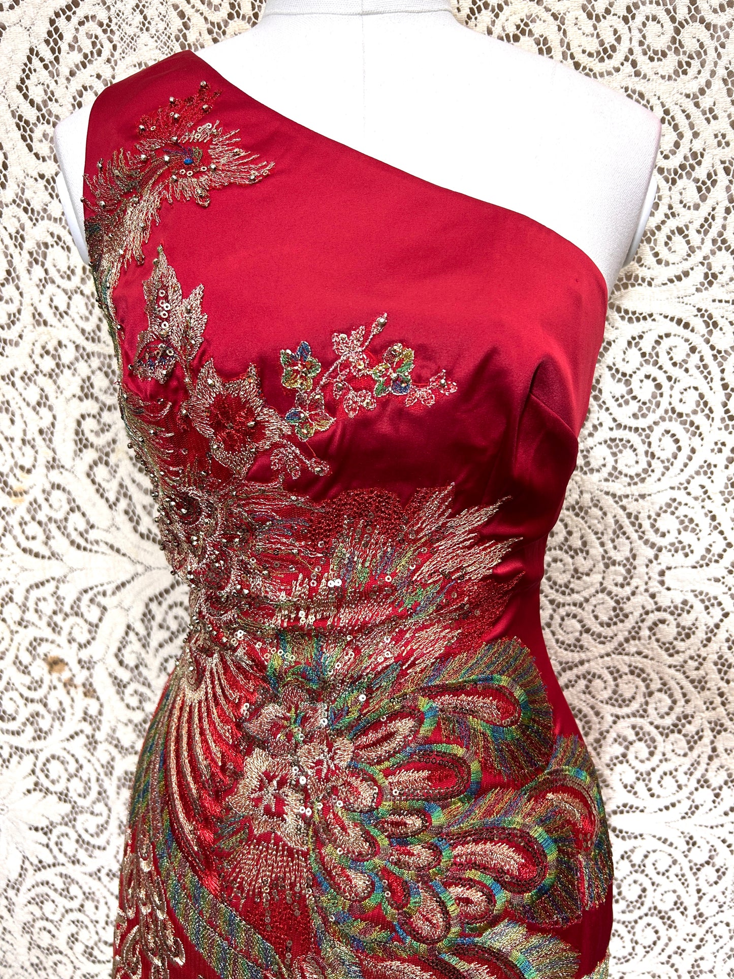 Mandalay Couture One-Shoulder Beaded Cocktail Dress – Size 6
