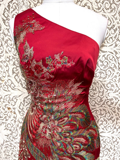 Mandalay Couture One-Shoulder Beaded Cocktail Dress – Size 6