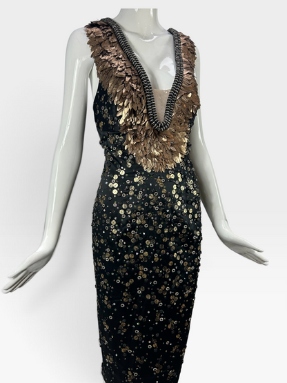 Black with gold sequins Mandalay dress size 10