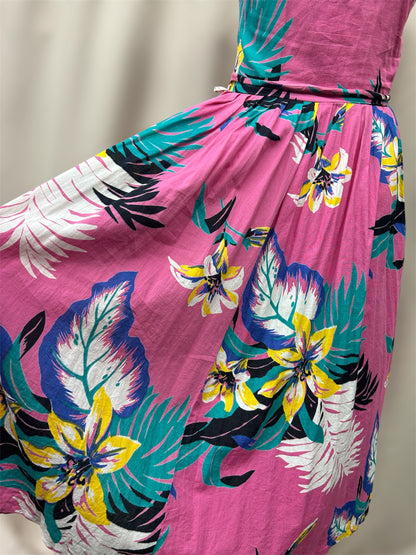 1980s Tropical Print Sundress with Pockets