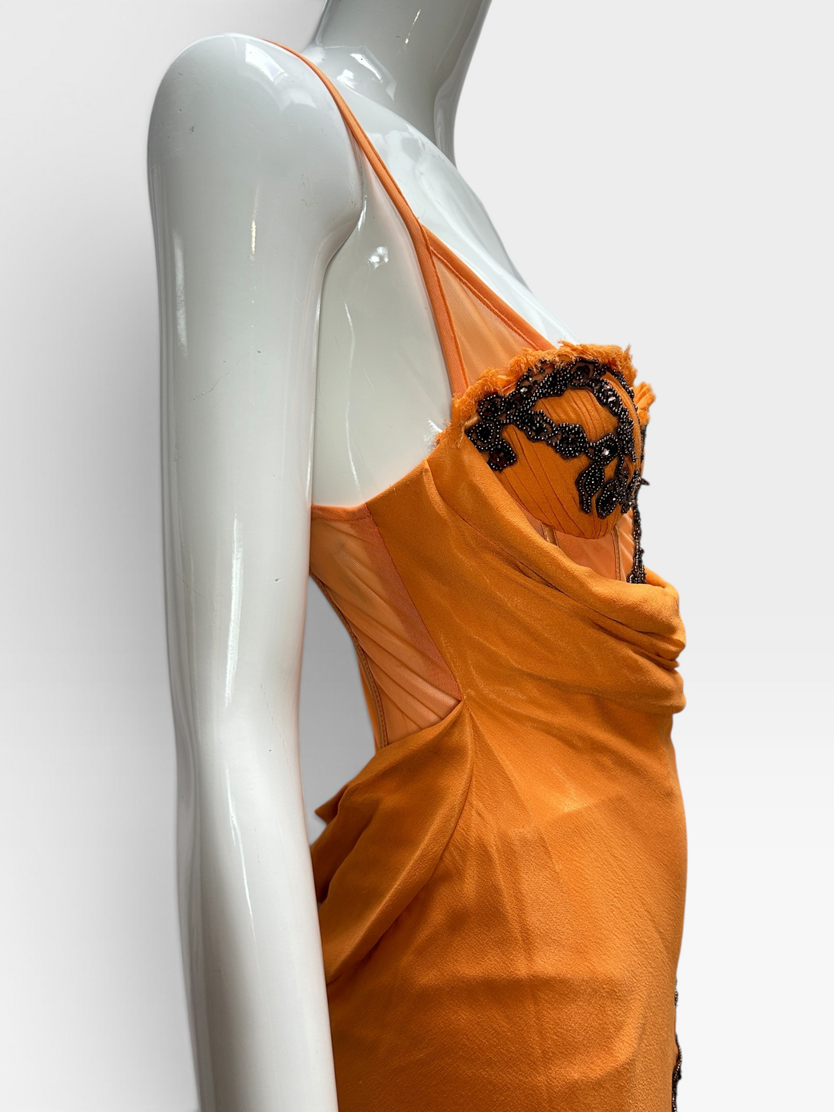 Orange silk drape gown Mandalay size 6