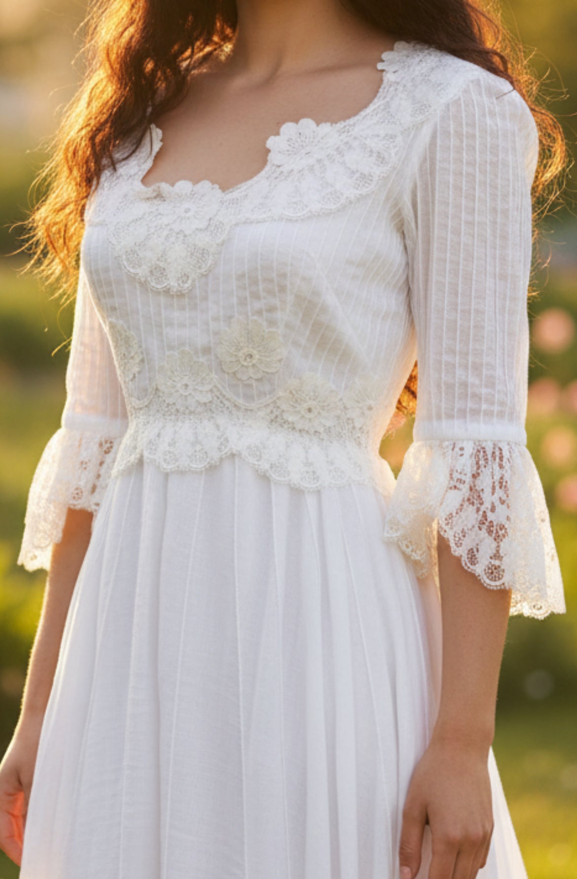 Vintage 1970s Cotton Wedding Dress by Jeanne | Made in Mexico