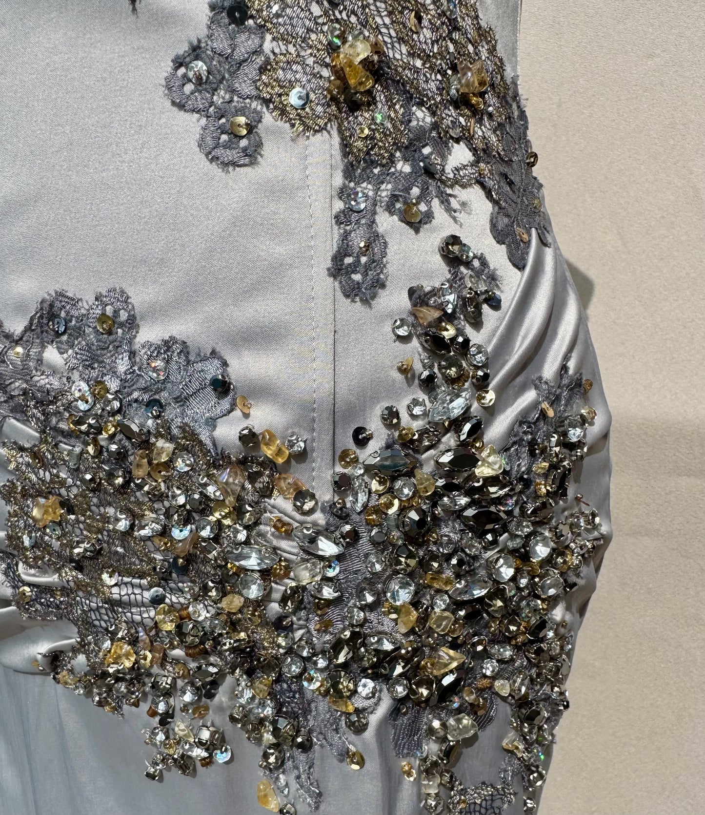 Y2K Deadstock Mandalay dove gray Midi Dress – Size 4