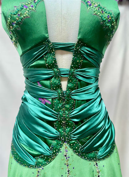 Deadstock Y2K Mandalay green Sharon Midi Dress – Size 10