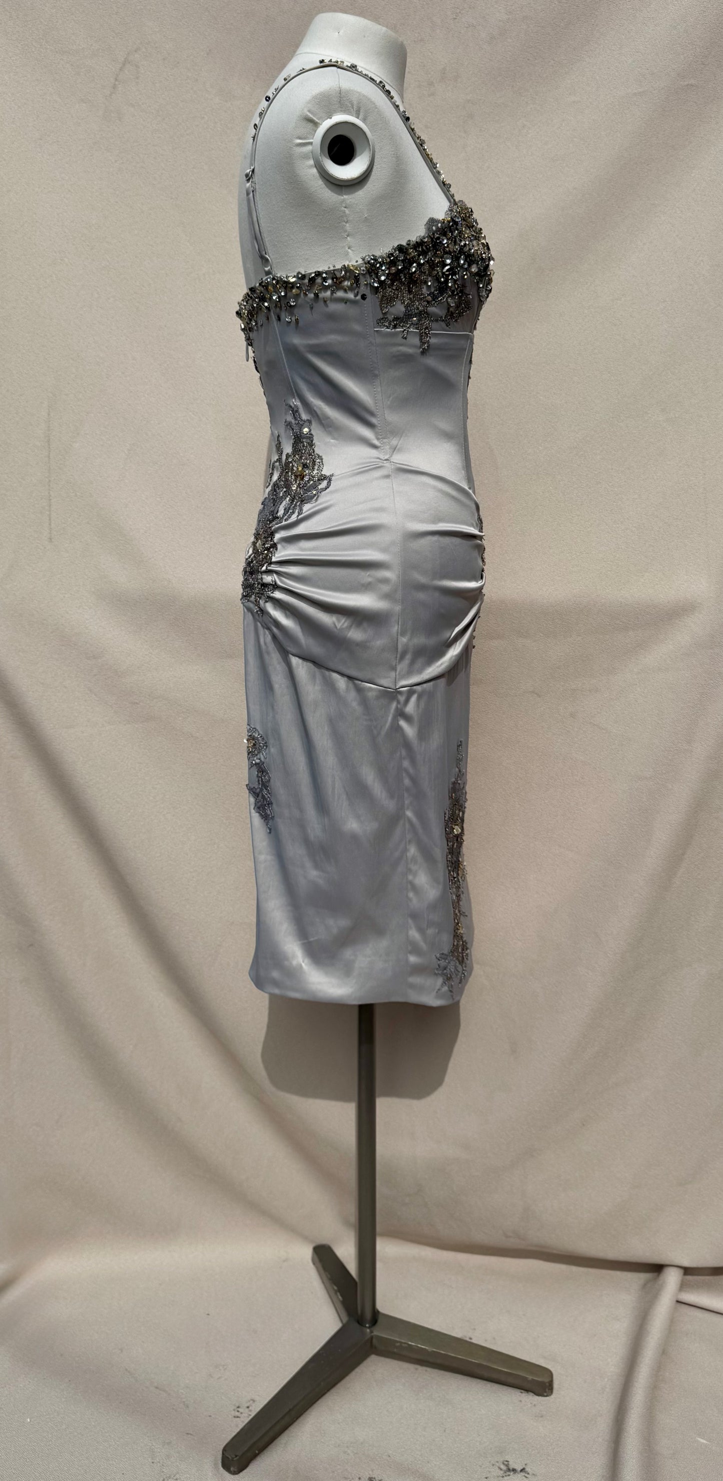 Y2K Deadstock Mandalay dove gray Midi Dress – Size 4