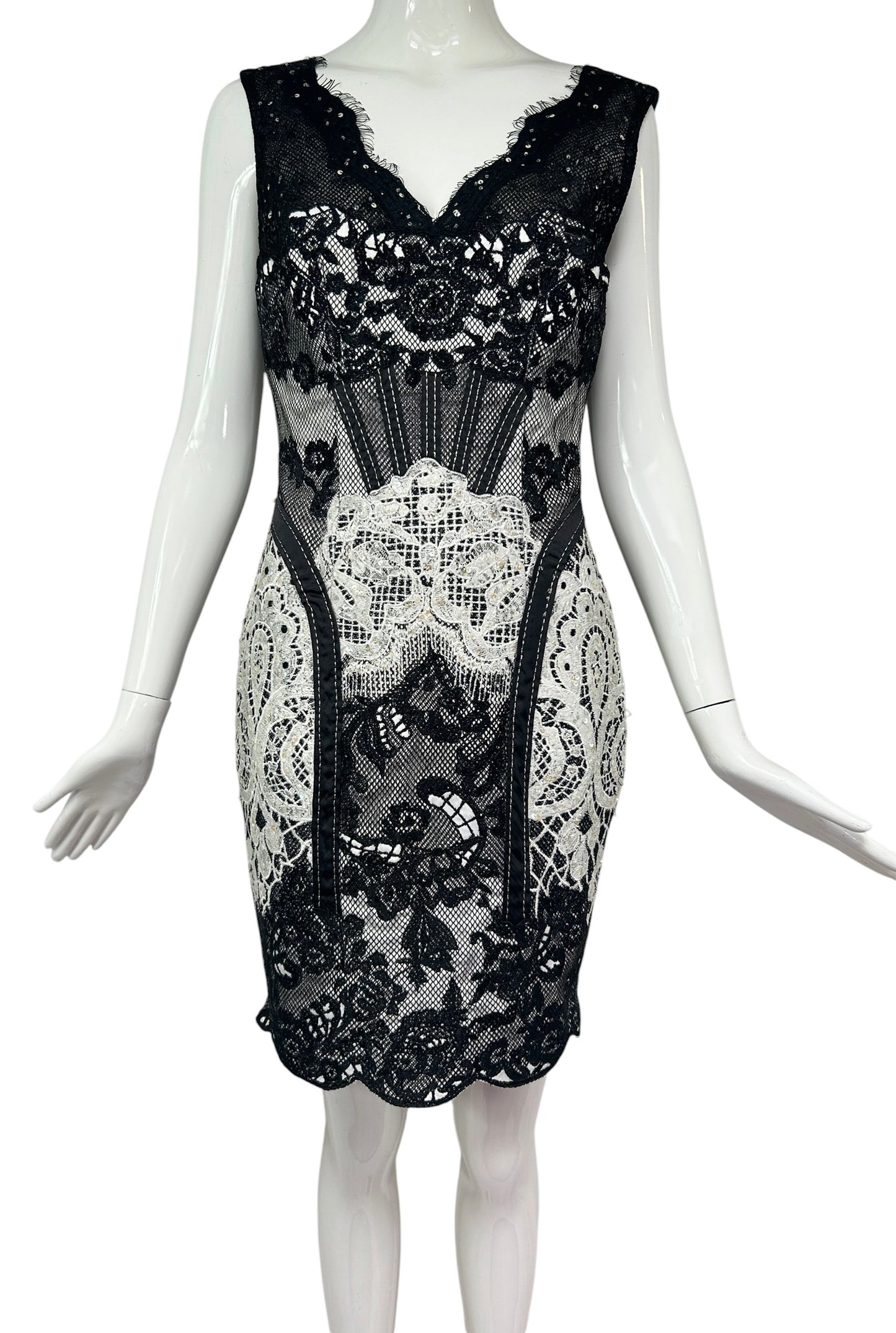 Mandalay Patchwork Lace Corset Dress – Deadstock Y2K Lingerie-Inspired Cocktail Dress | Size 6