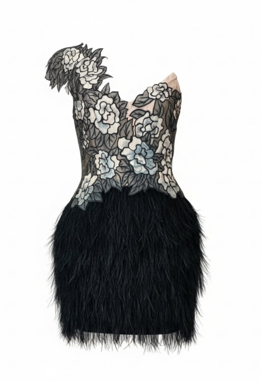 Y2K Deadstock Mandalay One-Shoulder Mini Dress – Pink & Black, Size 6