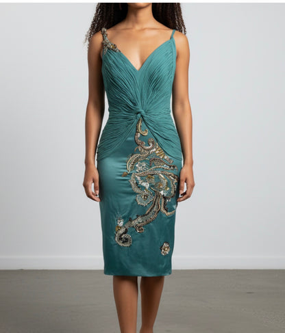 Deadstock Mandalay Robin’s Egg Blue Silk & Satin Dress — Size 6