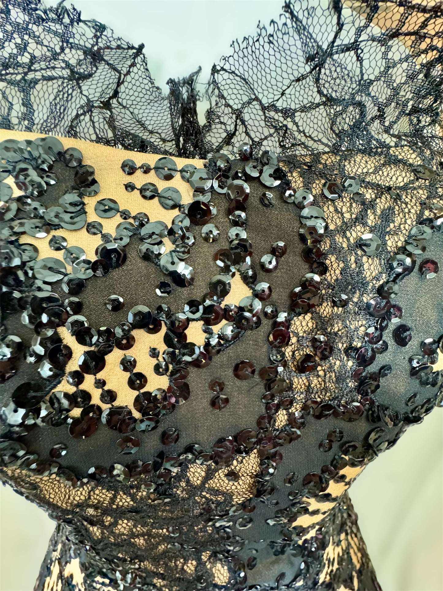 Y2K Deadstock Mandalay Dress – Blush Satin with Black Lace, Size 6