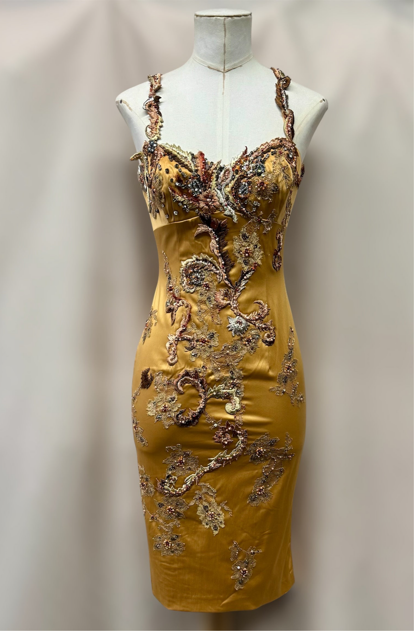 Vintage Y2K Deadstock Mandalay Satin Beaded Dress