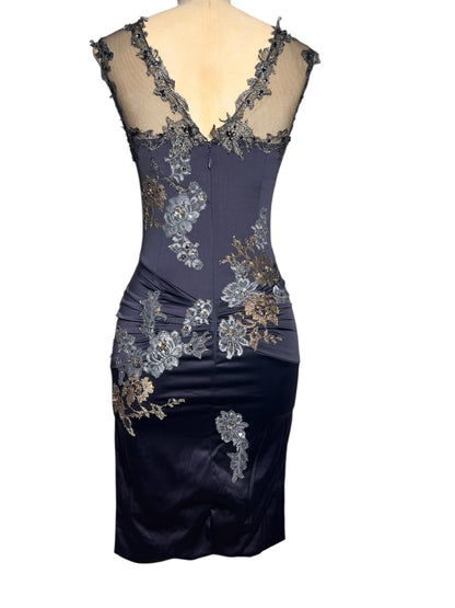 Deadstock Mandalay Midnight Slate Embellished Dress – Size 8