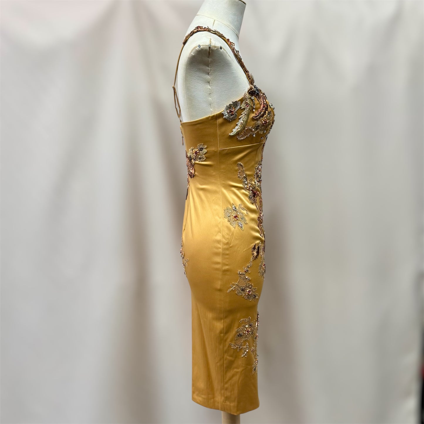 Vintage Y2K Deadstock Mandalay Satin Beaded Dress