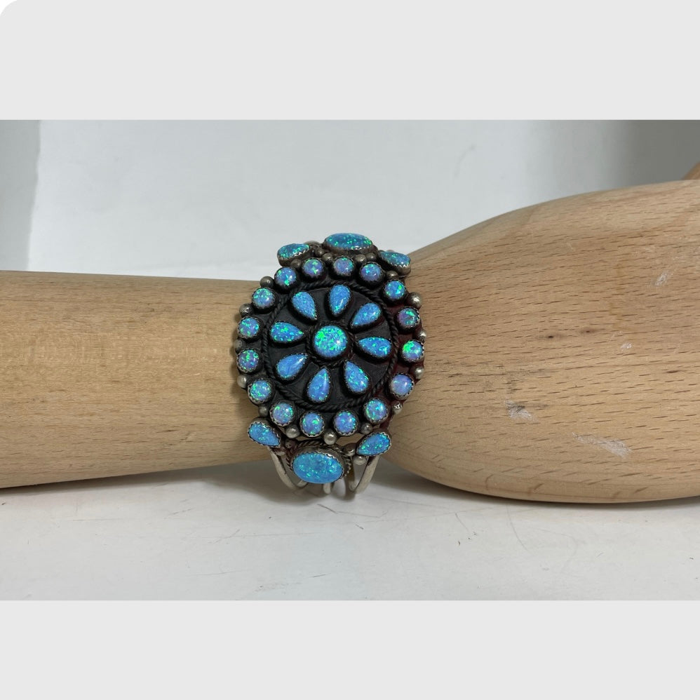 Cluster opal silver cuff
