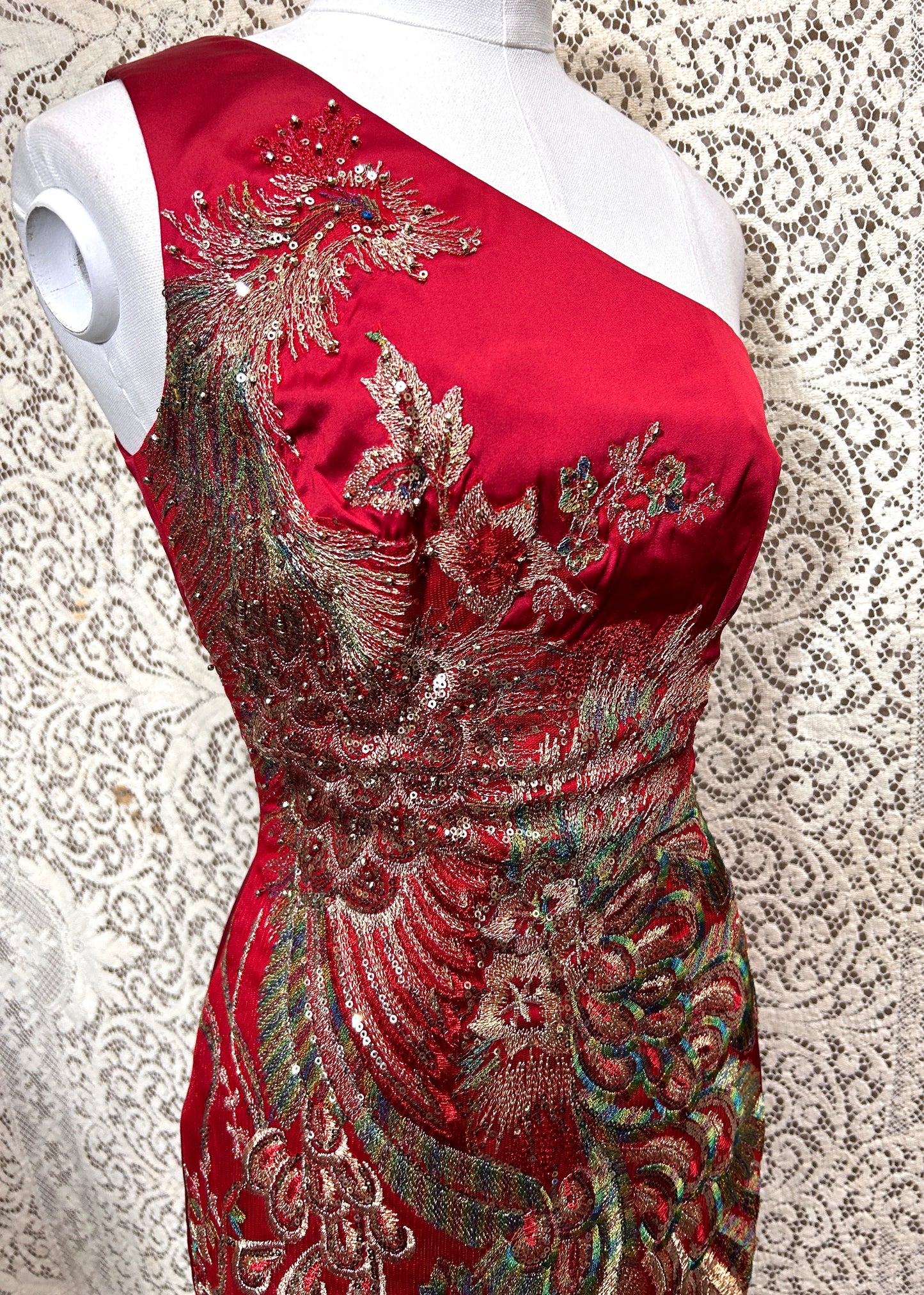 Mandalay Couture One-Shoulder Beaded Cocktail Dress – Size 6