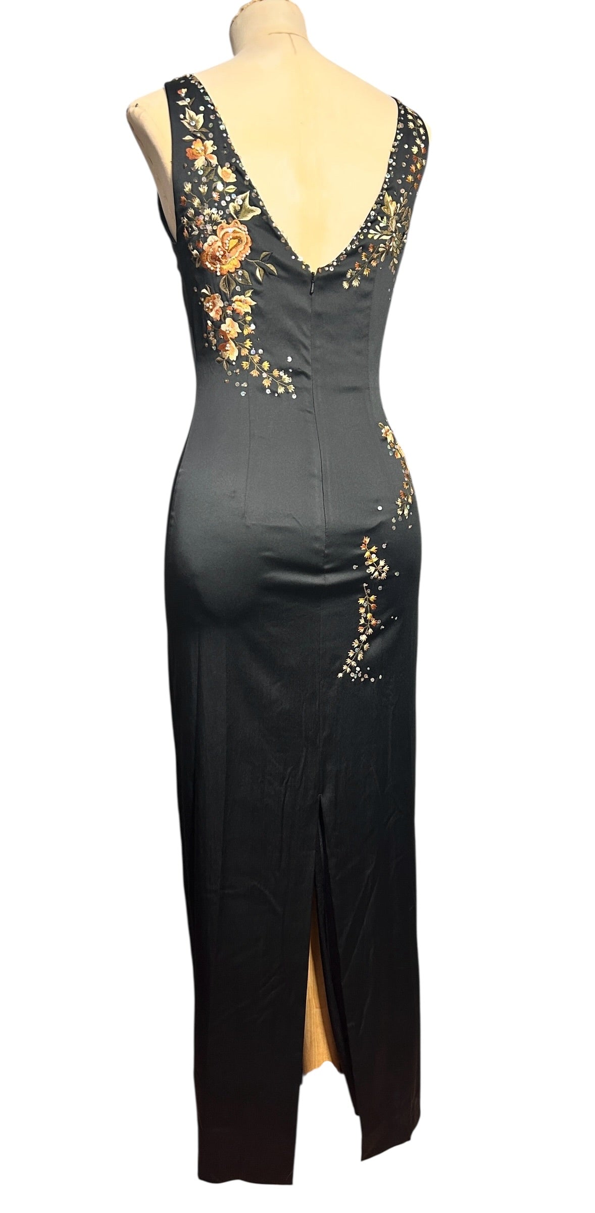 Deadstock Mandalay Embroidered Gown — Black Floral | Size 6w