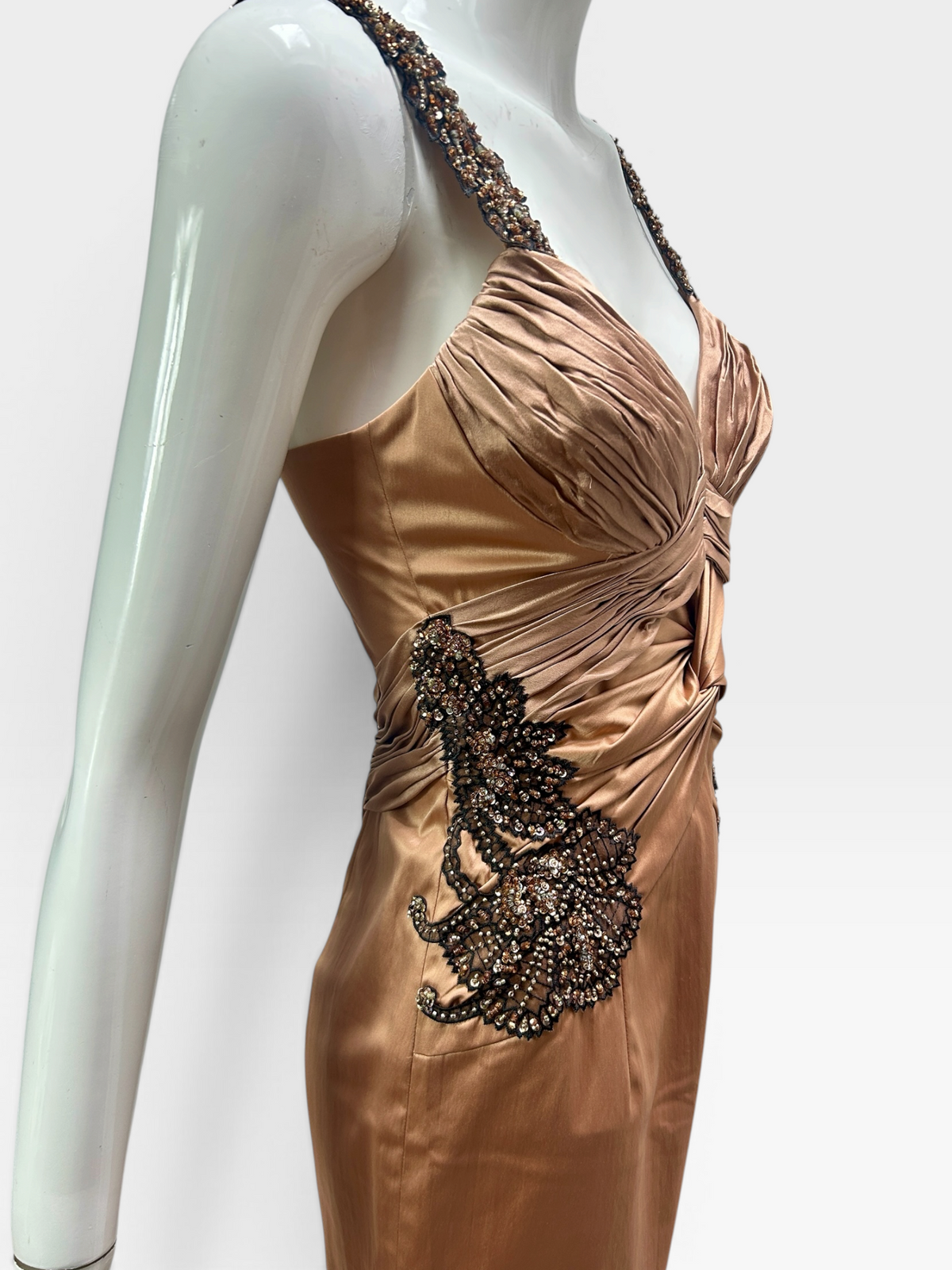 Two tone nude Mandalay ruched dress size 6