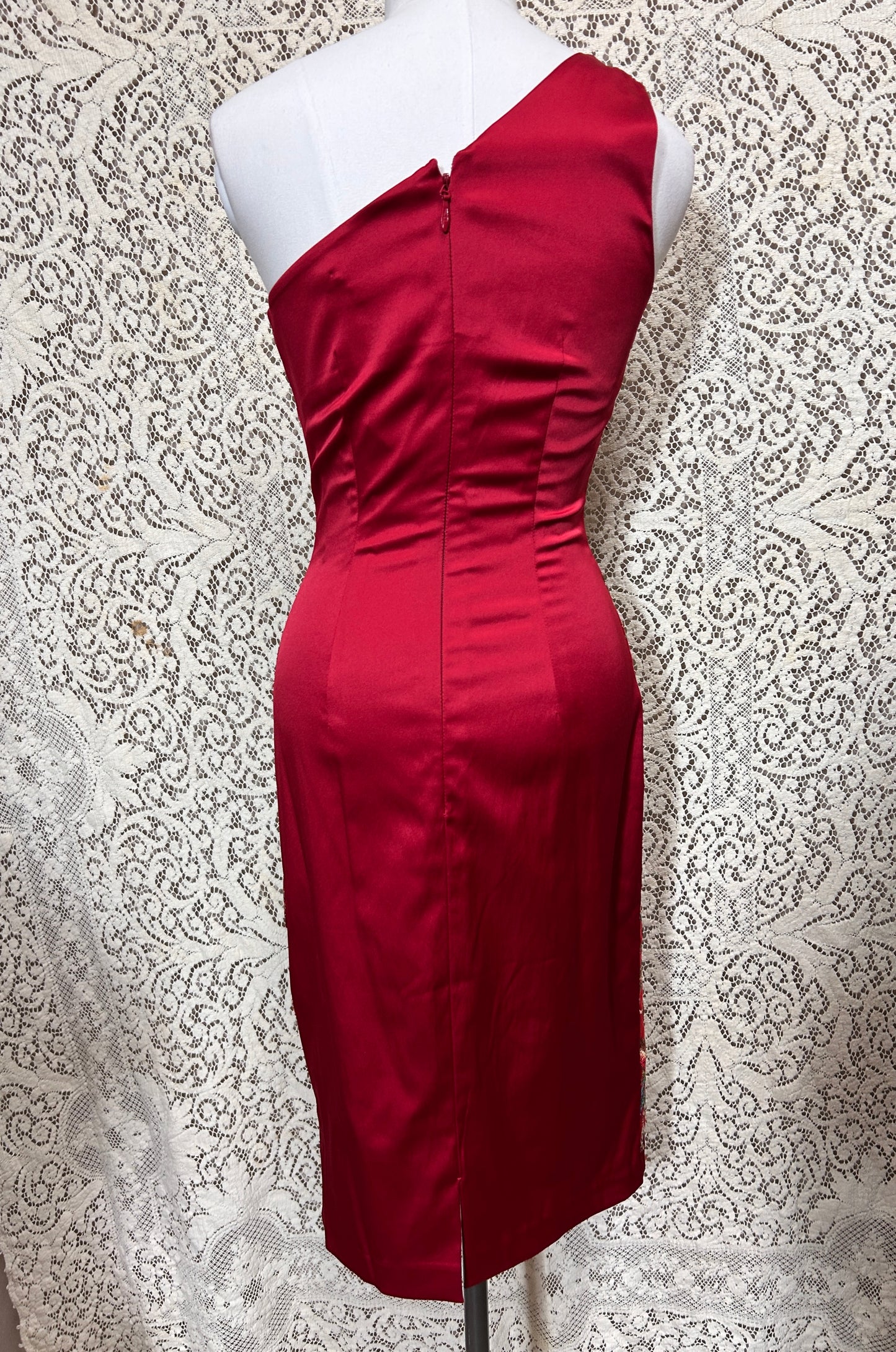 Mandalay Couture One-Shoulder Beaded Cocktail Dress – Size 6