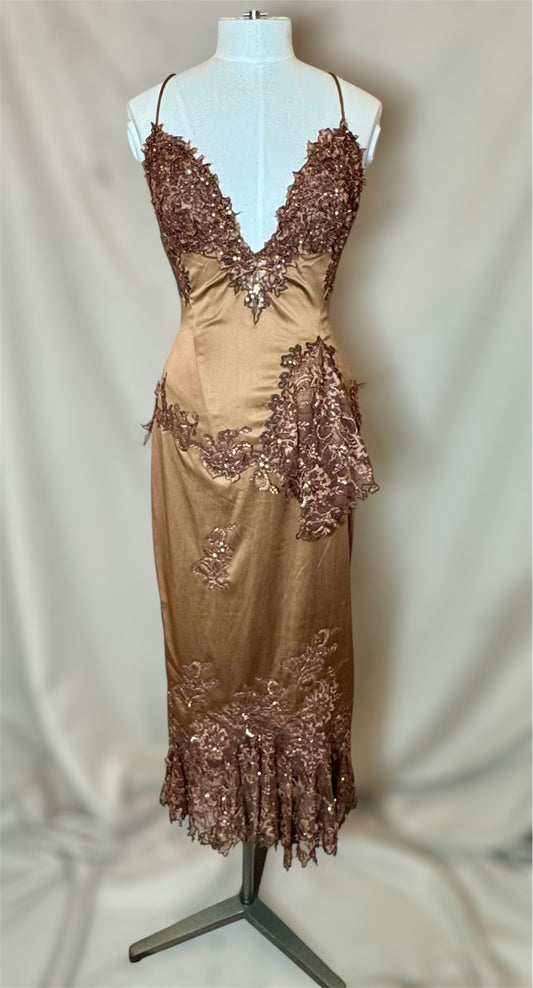 Y2K Deadstock Mandalay Bronze  Dress, Size 6