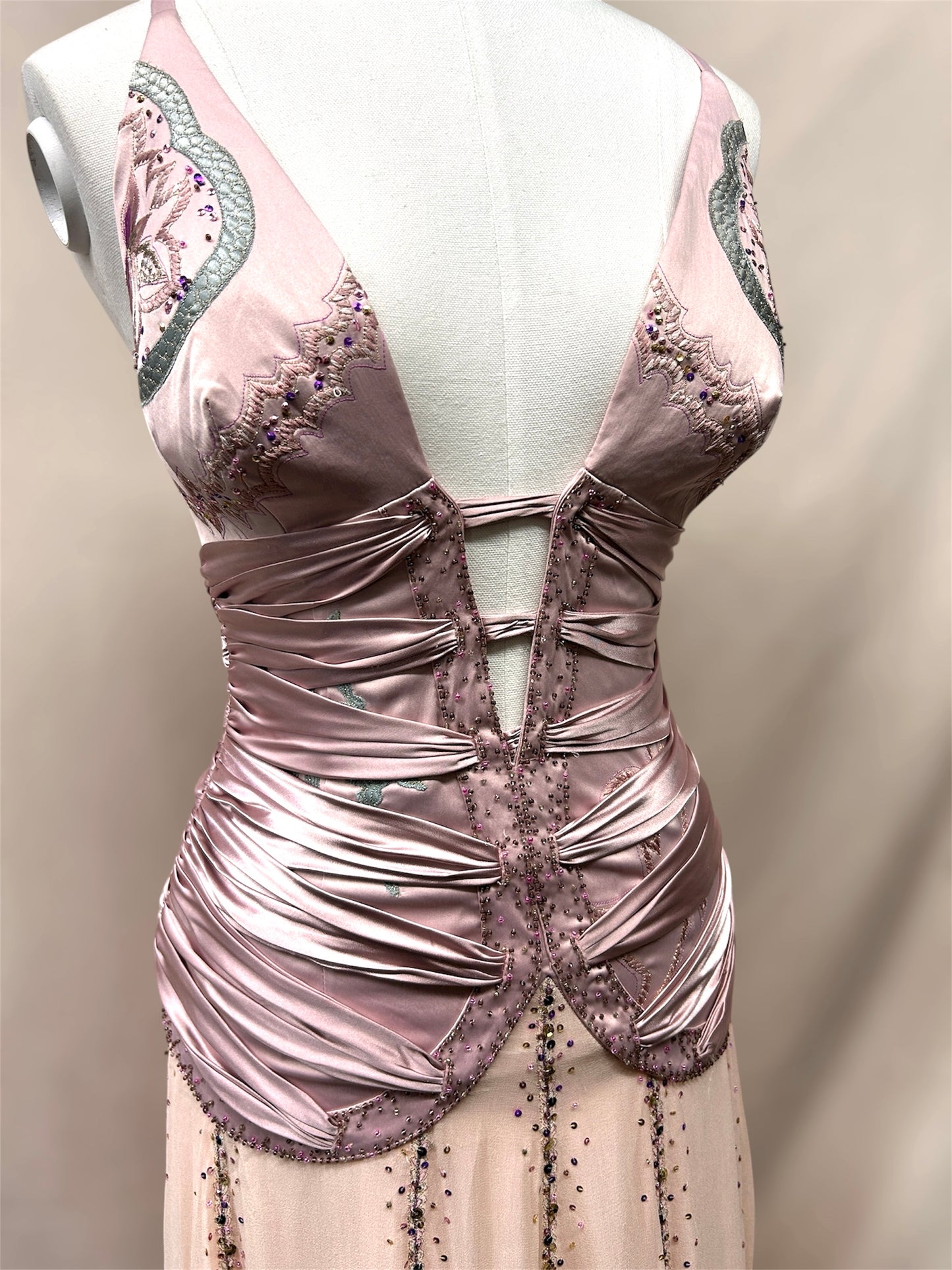 Pink Mandalay beaded gown. Size 6