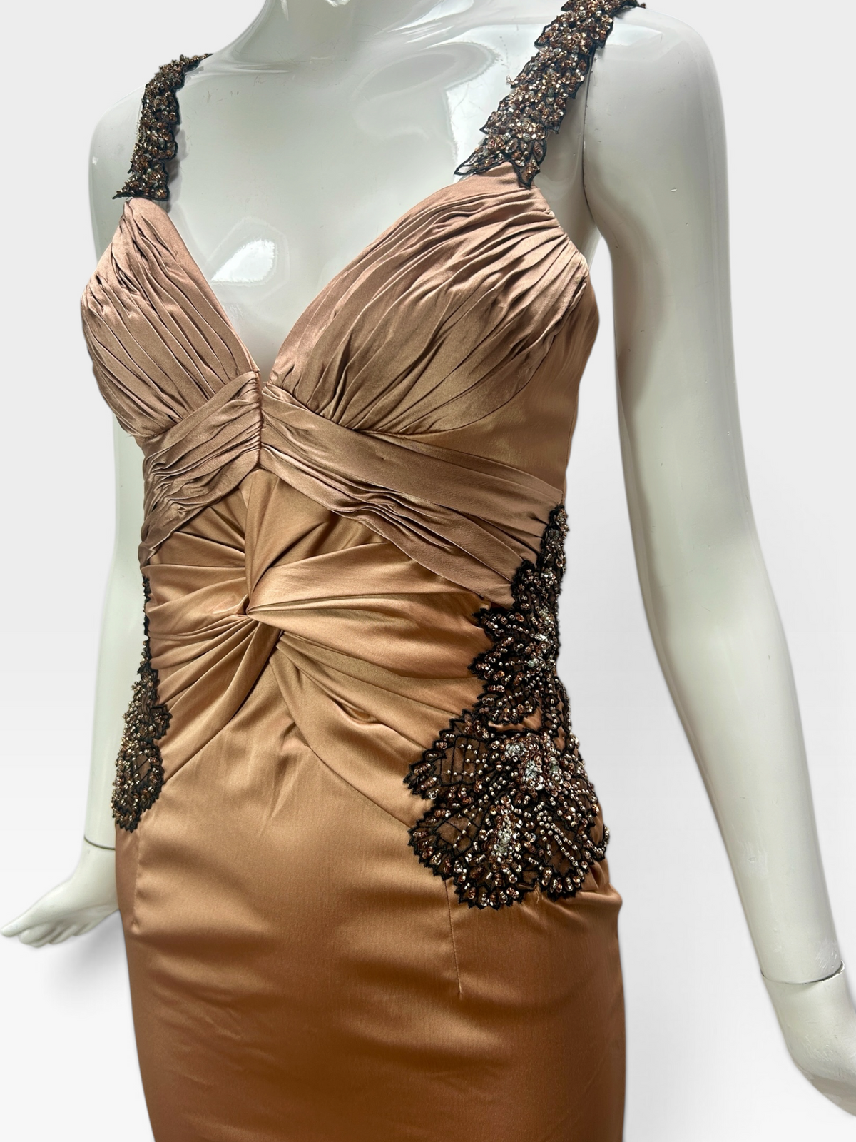 Two tone nude Mandalay ruched dress size 6