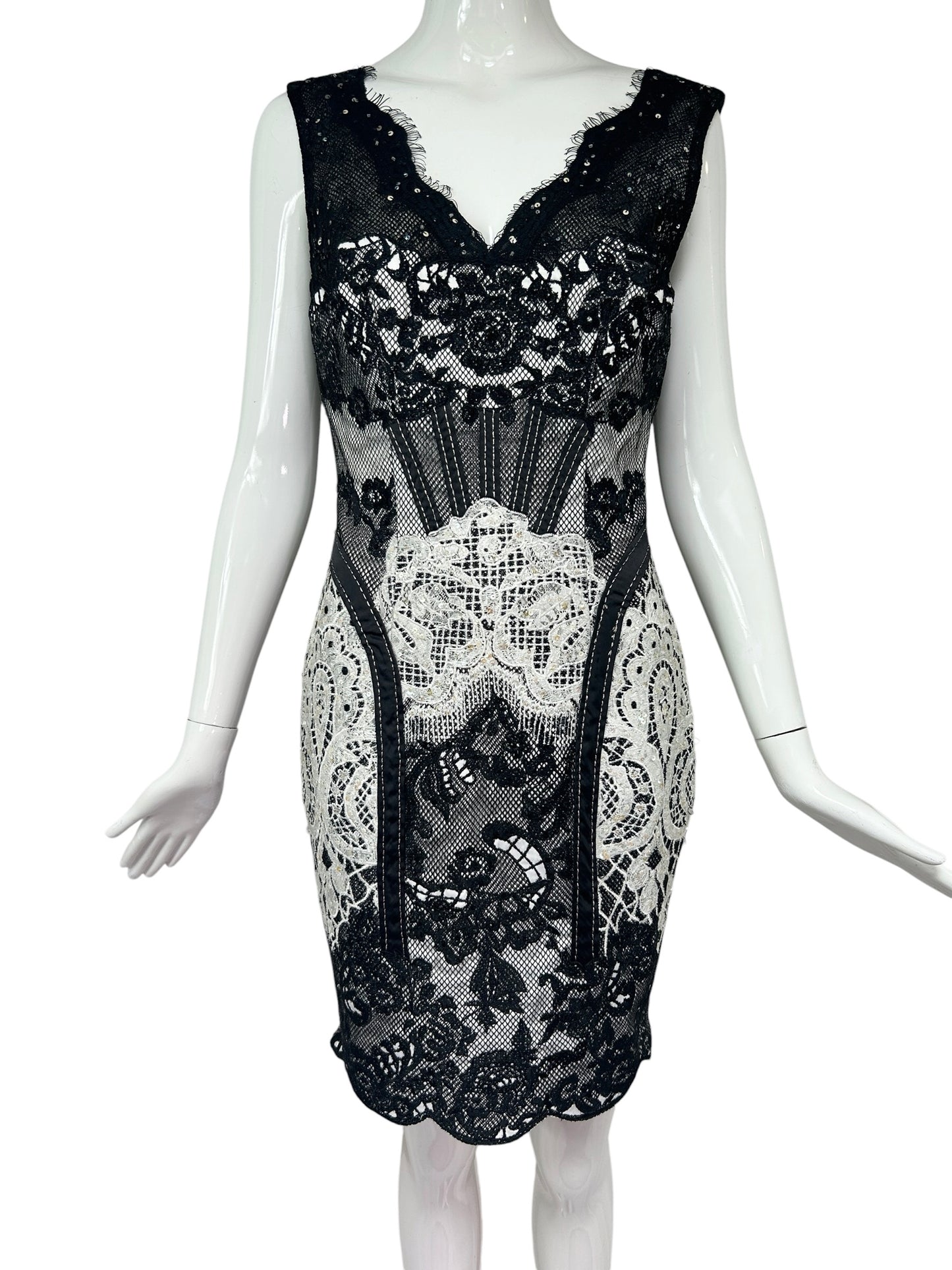 Mandalay Patchwork Lace Corset Dress – Deadstock Y2K Lingerie-Inspired Cocktail Dress | Size 6