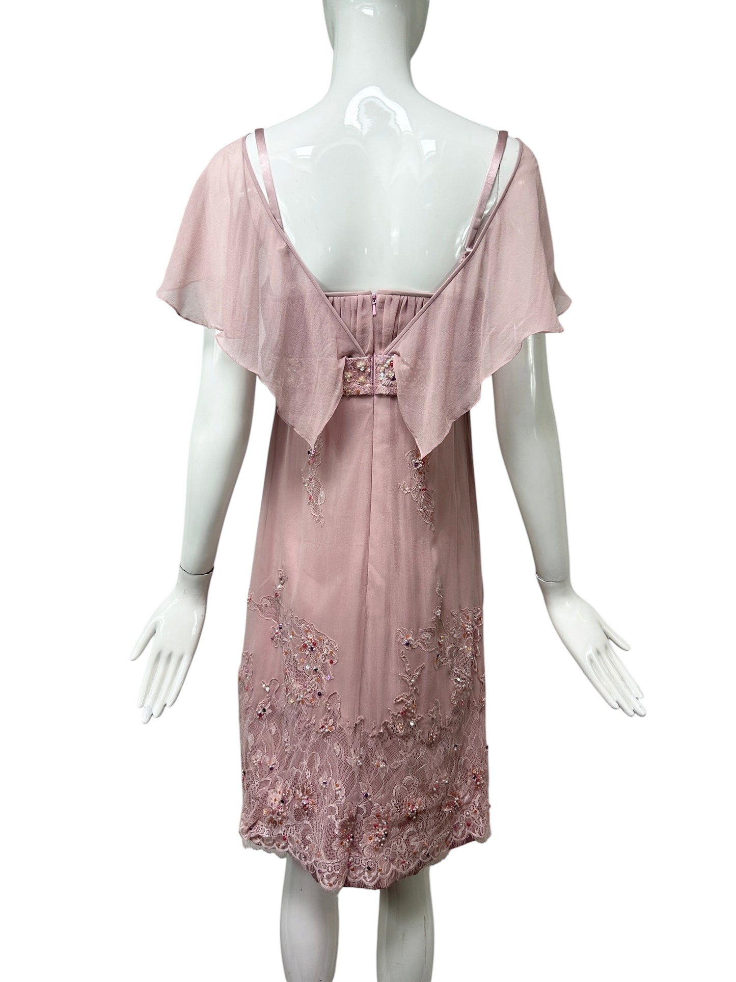 Mandalay Dusty Rose Silk Chiffon Empire Dress – Deadstock Y2K Dress | Size 6