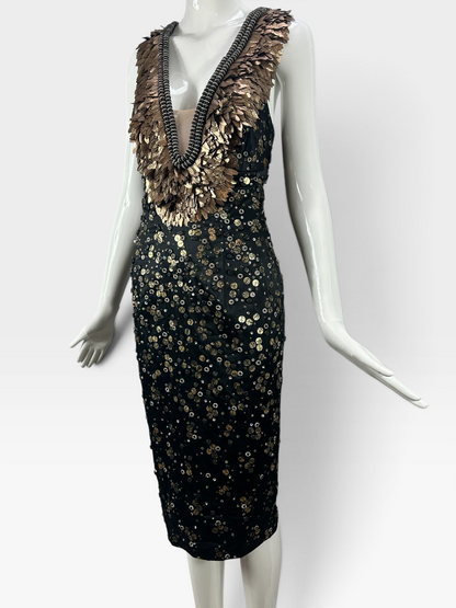 Black with gold sequins Mandalay dress size 10