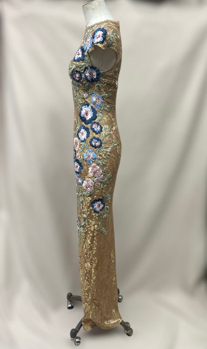 vintage mandalay dress Fairy Core SOLD #mandalay gown Gold/Silver Embroidery And Embellishments Throughout It Is Fully Lined With A Plunge Neckline Vintage Deadstock Y2K Mandalay Gold
