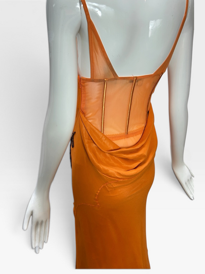 Orange silk drape gown Mandalay size 6
