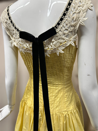 Vintage 1950s Taffy of California Yellow Cotton Dress
