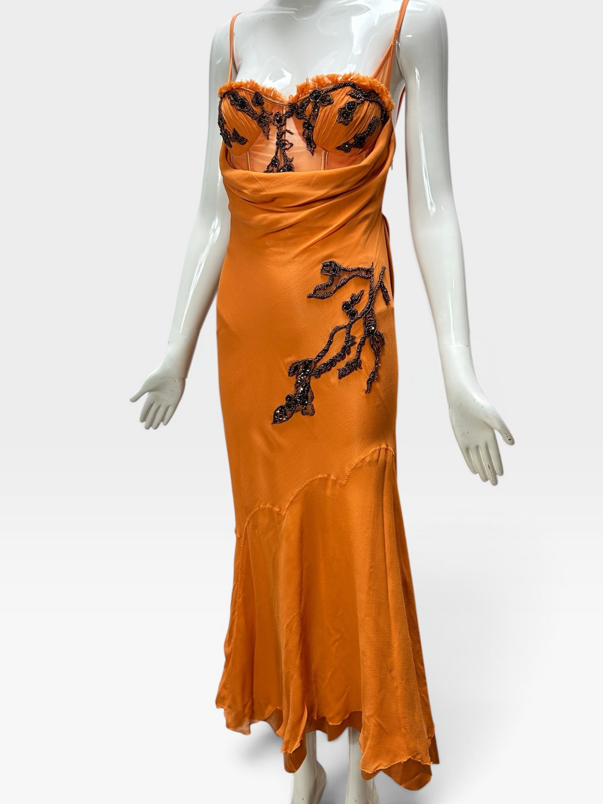 Orange silk drape gown Mandalay size 6