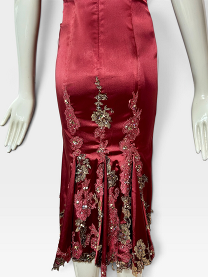 Ruby red satin stretch Mandalay dress size 6