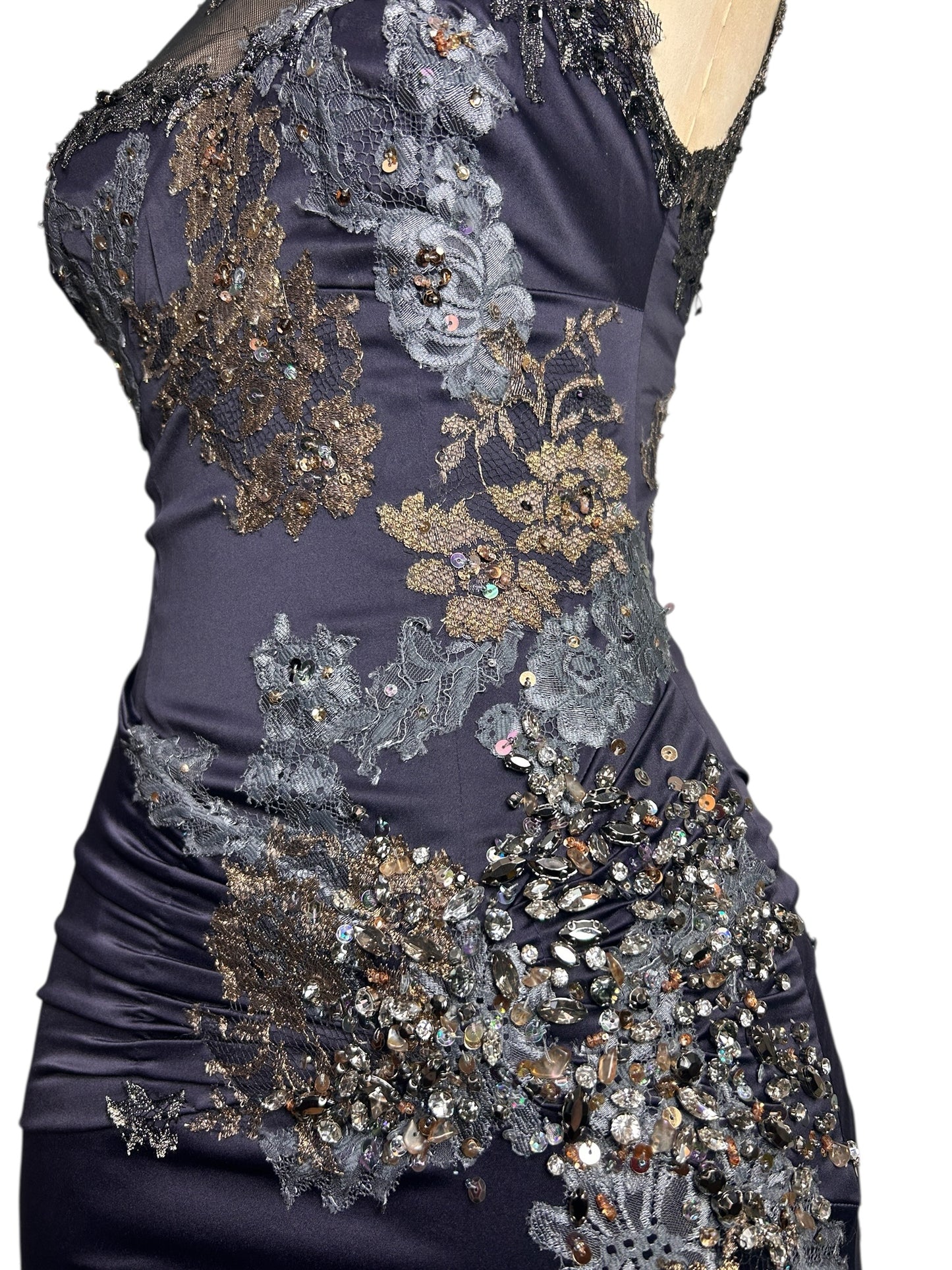 Deadstock Mandalay Midnight Slate Embellished Dress – Size 8
