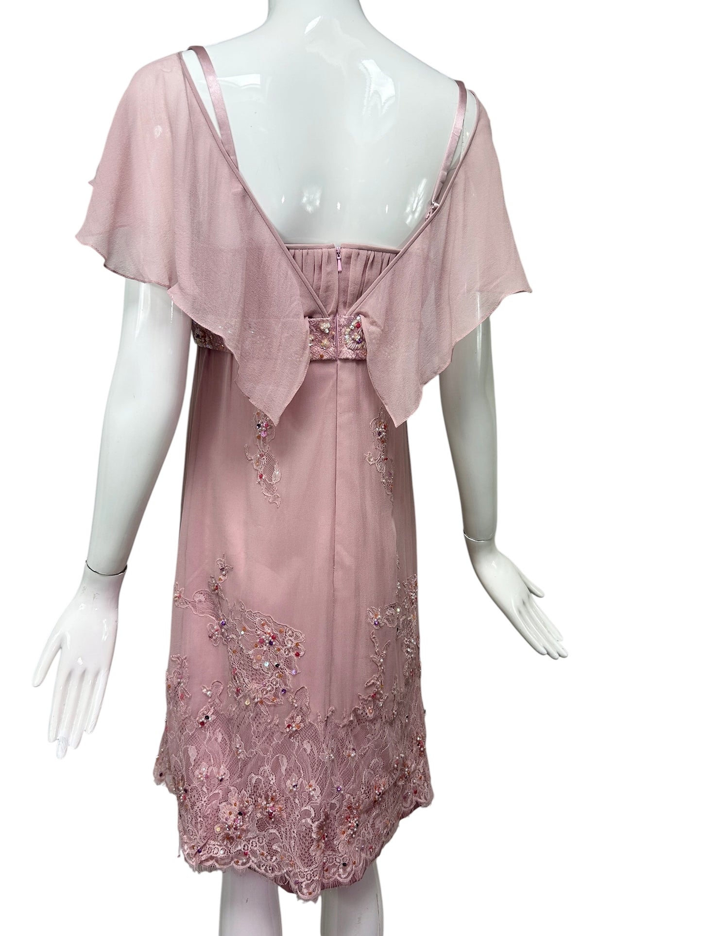 Mandalay Dusty Rose Silk Chiffon Empire Dress – Deadstock Y2K Dress | Size 6