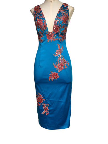 Deadstock Mandalay Peacock Blue Wiggle Dress – Size 6