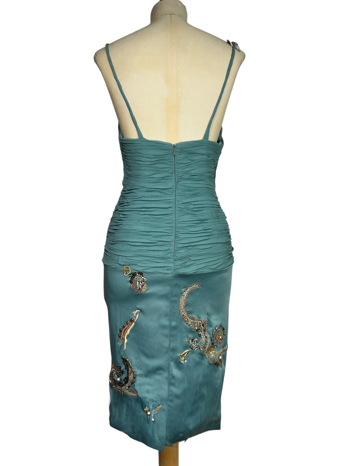 Deadstock Mandalay Robin’s Egg Blue Silk & Satin Dress — Size 6