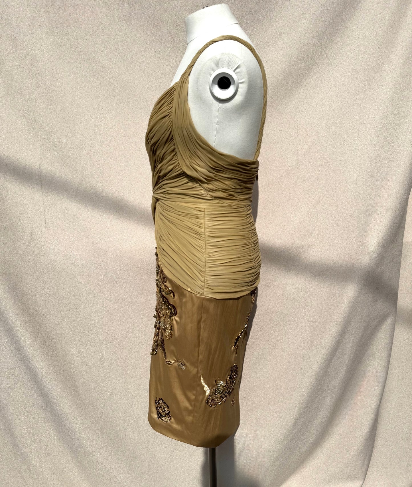 Y2K Mandalay Deadstock silk chiffon champagne Dress — Size 4