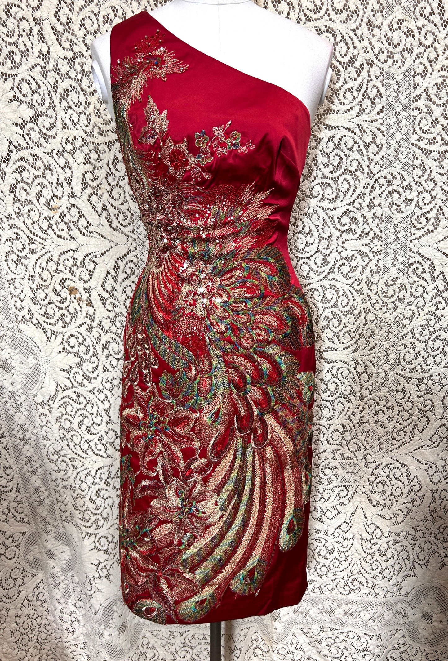 Mandalay Couture One-Shoulder Beaded Cocktail Dress – Size 6