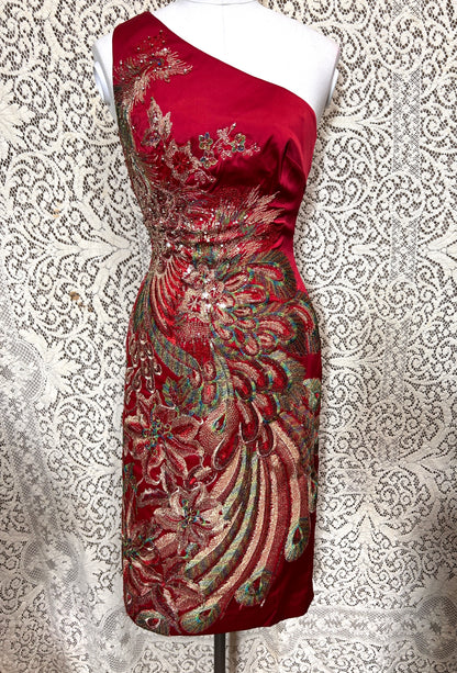 Mandalay Couture One-Shoulder Beaded Cocktail Dress – Size 6