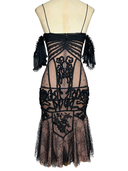 Deadstock Mandalay Black Illusion Lace Empire Bust Dress – Size 6