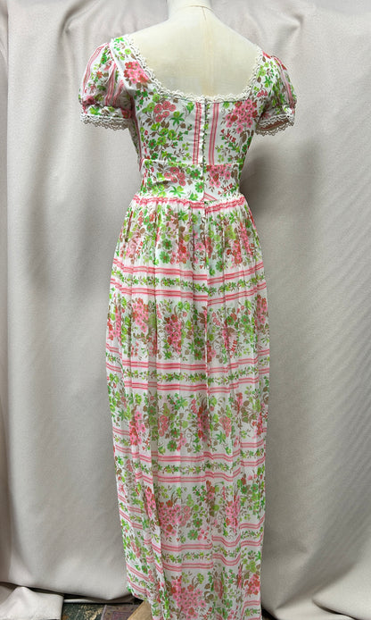 Vintage Regency Revival Floral Maxi Dress – Bridgerton-Inspired Romance