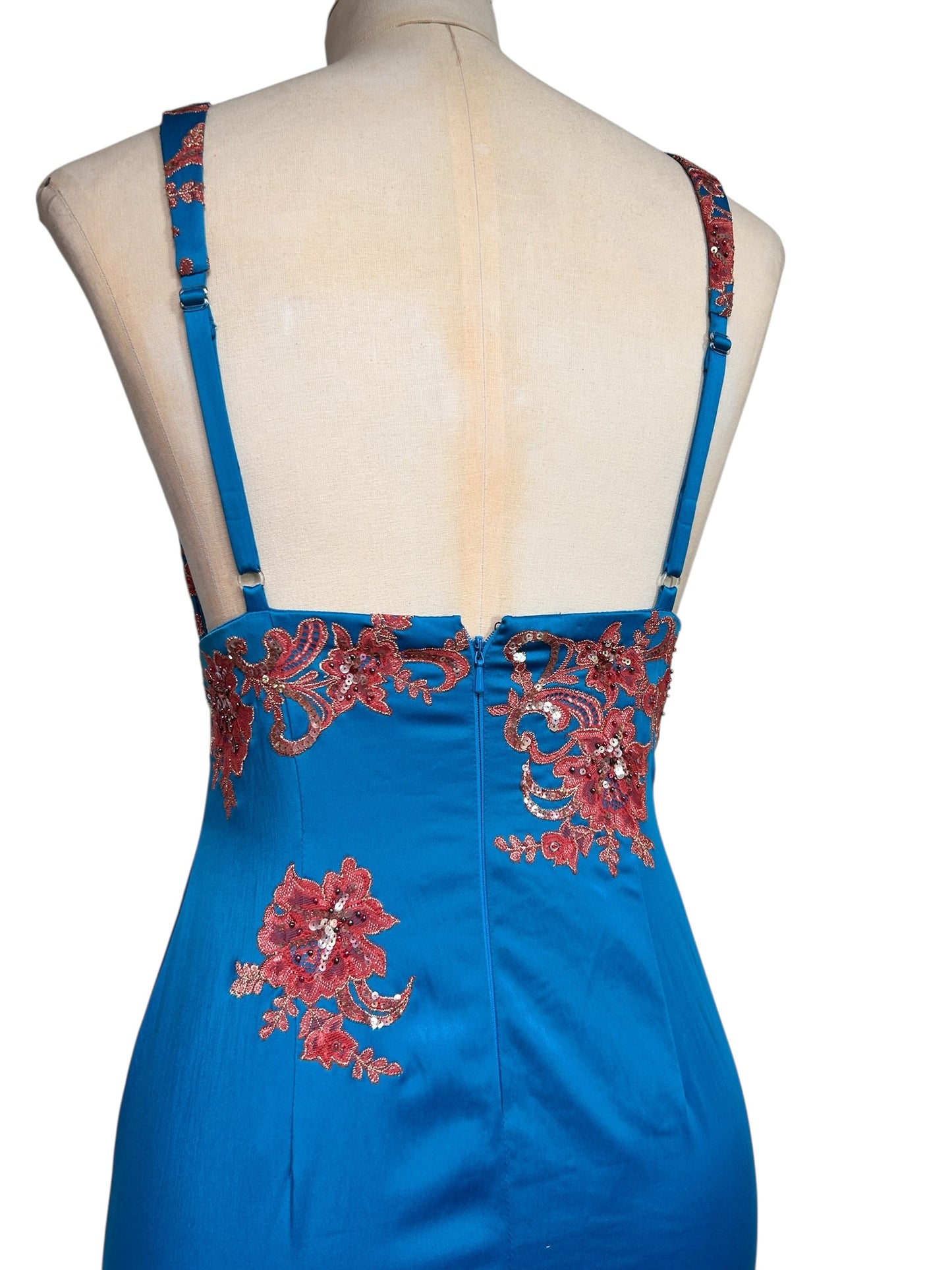 Deadstock Mandalay Peacock Blue Wiggle Dress – Size 6