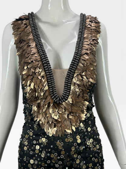 Black with gold sequins Mandalay dress size 10