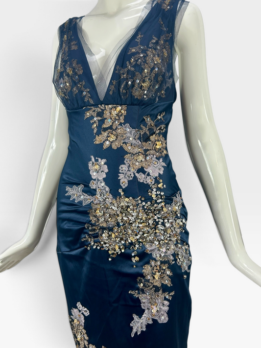 Navy Satin stretch Mandalay dress size 8
