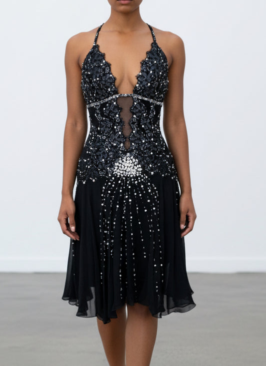 Vintage Deadstock Y2K Mandalay black Mini Dress – Size 6