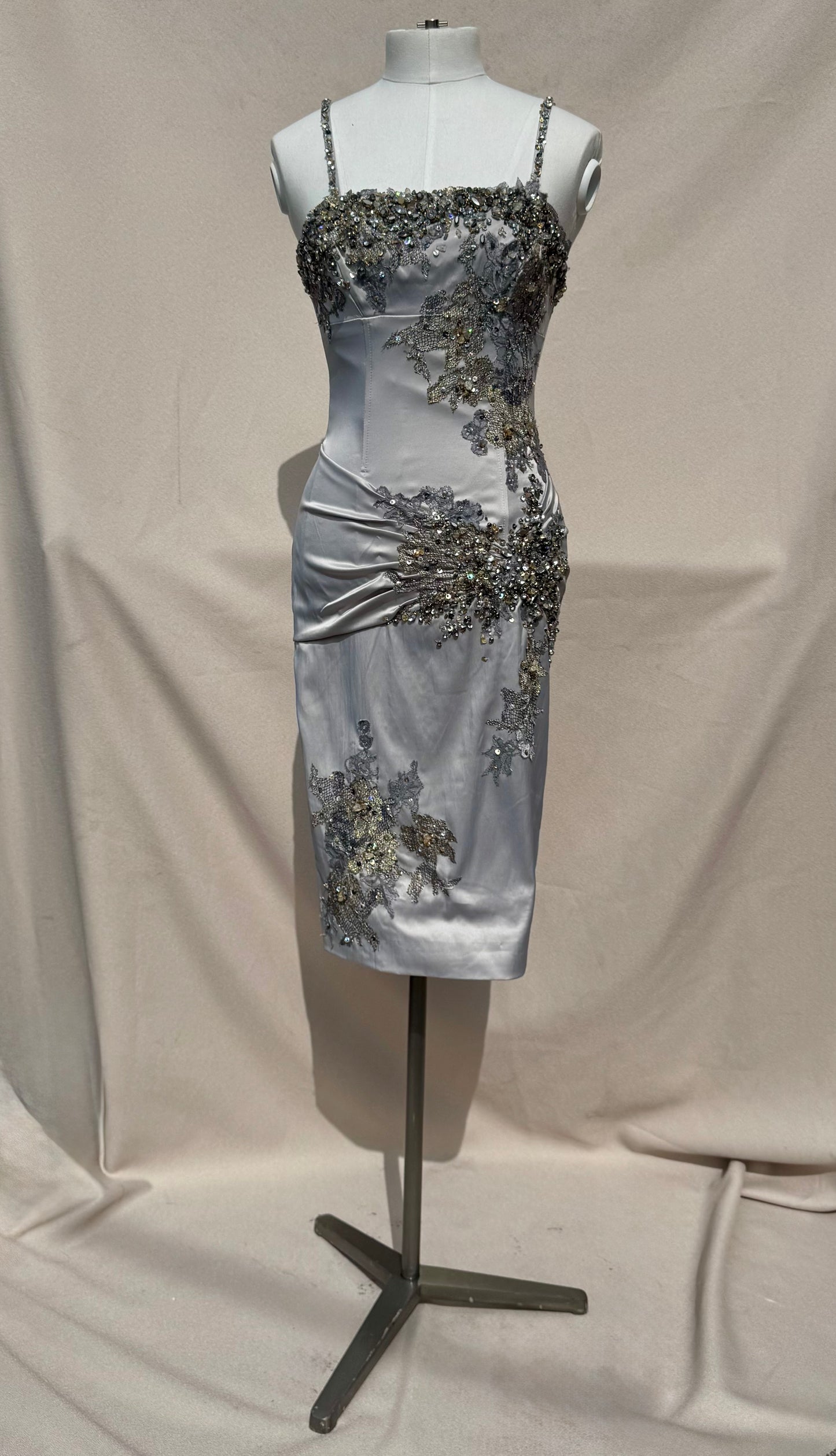 Y2K Deadstock Mandalay dove gray Midi Dress – Size 4